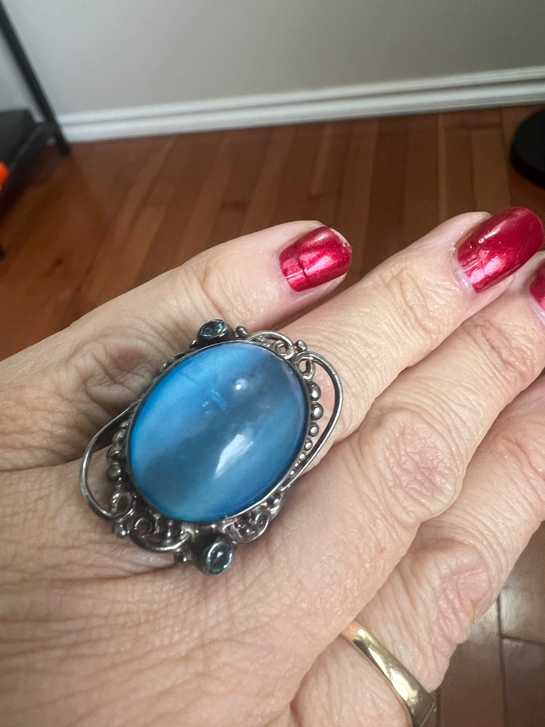 Vintage Blue Chalcedony and Aquamarine Ring - photo 4