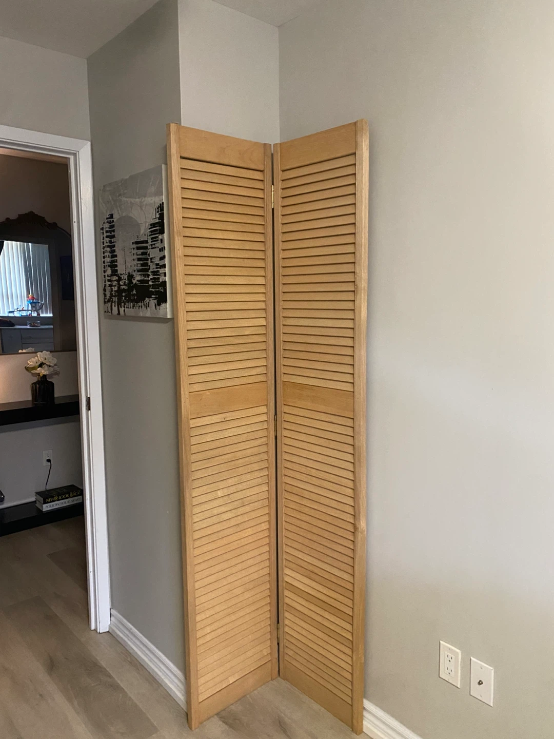2-Panel Wood Room Divider Screen - photo 2