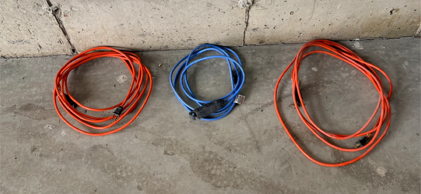 Extension Cords - 2 Orange, 1 Blue