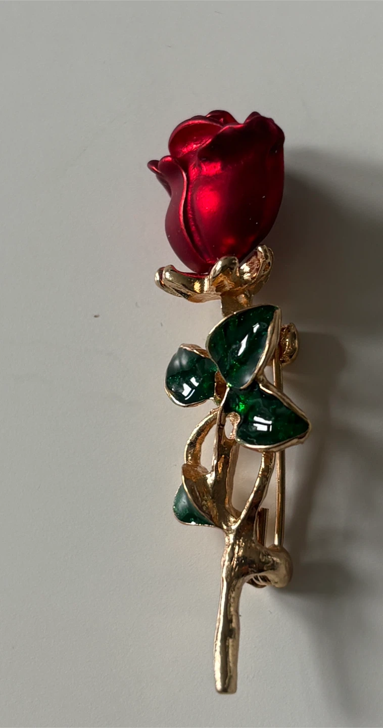 Beautiful Red Rose Brooch Pin! - photo 3