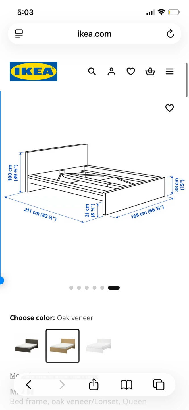IKEA Oak Veneer Queen Bed Frame - photo 4