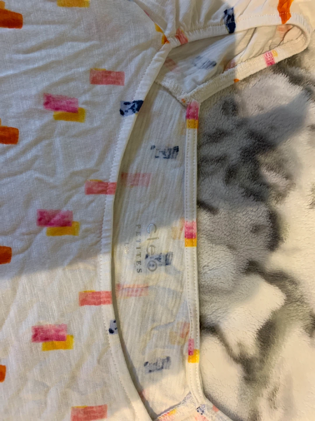 Cleo Petites Tops (2) - White with Floral and Stripe Prints - photo 2