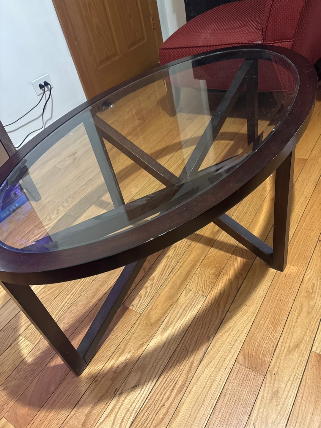 Glass and wood Coffee table . Garage pick up