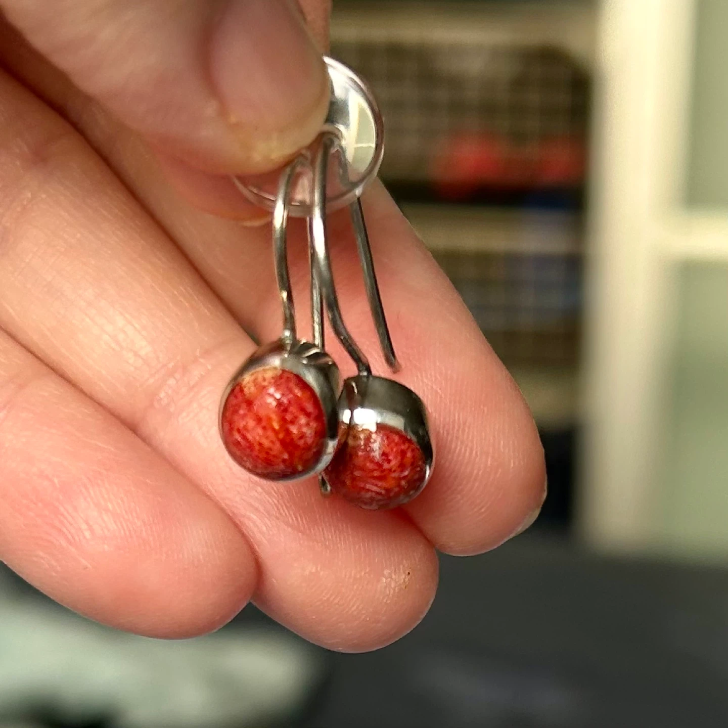 Red coral earrings