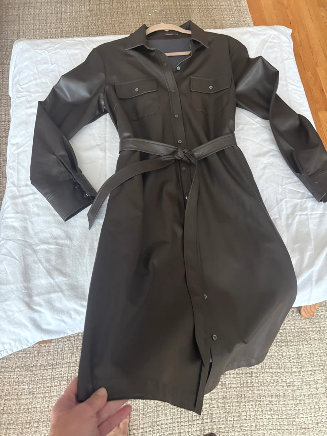 J.McLaughlin Brown Faux Leather Shirt Dress Size L - photo 2