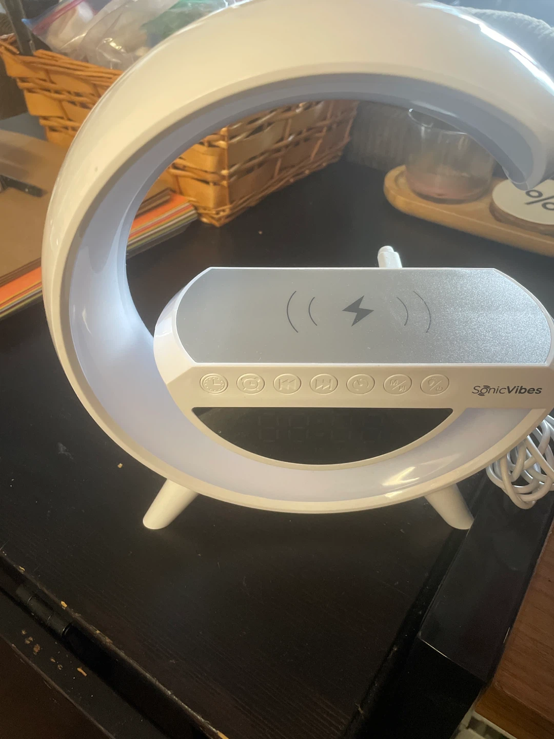 SonicVibes Wireless Charging Lamp with Alarm Clock