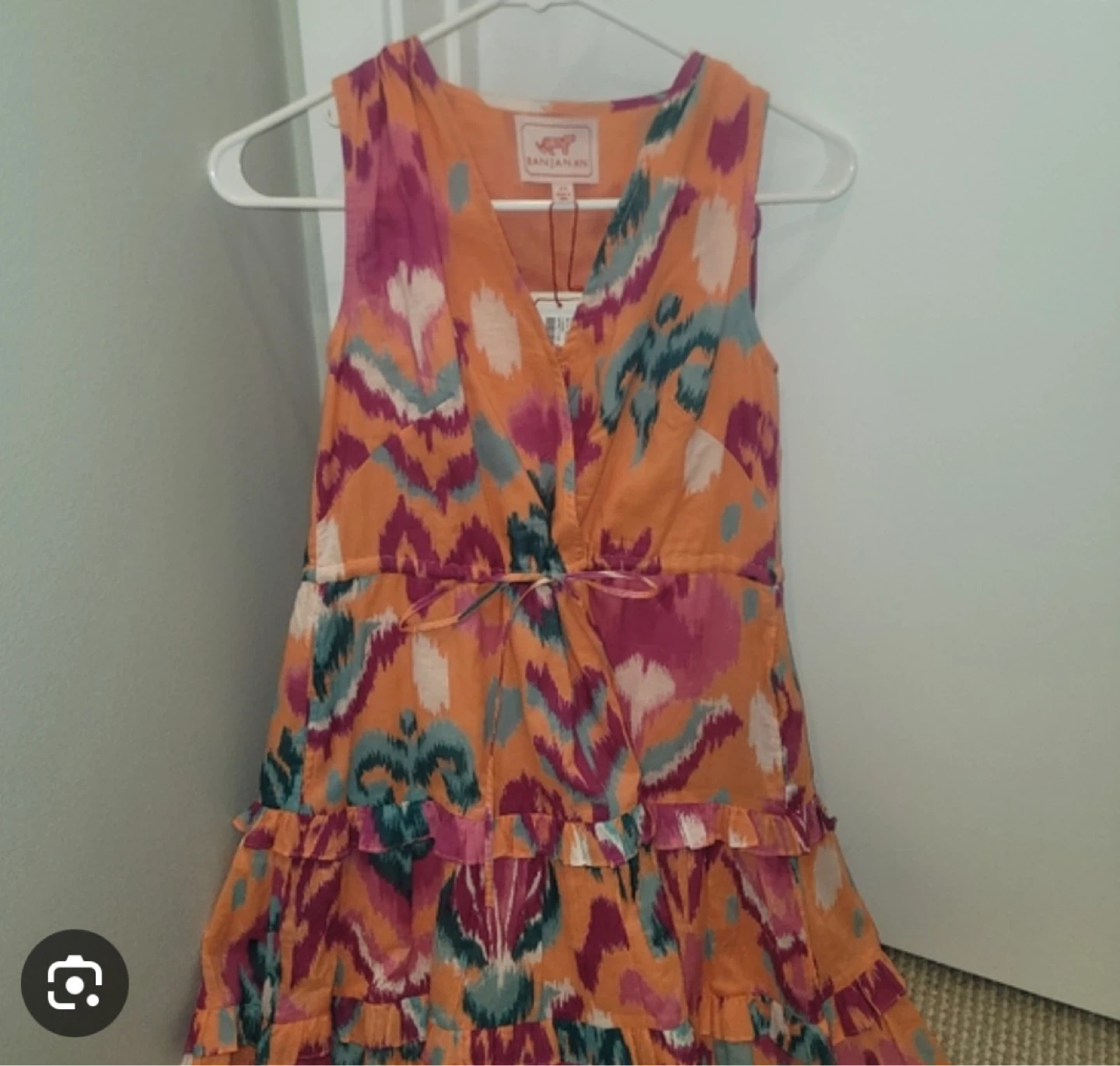 Banjanan Women's Orange Floral Print Ruffle Dress