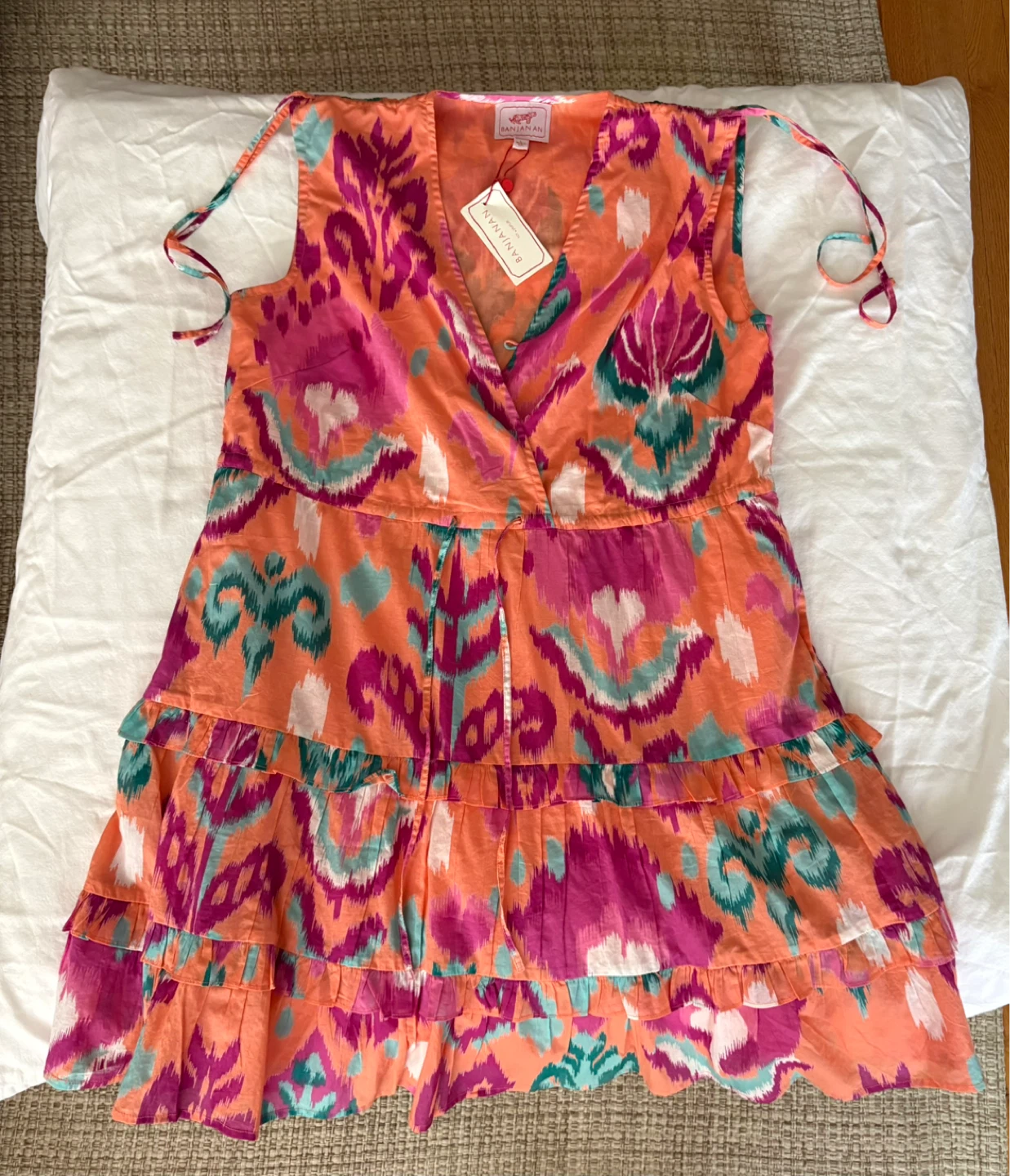 Banjanan Women's Orange Floral Print Ruffle Dress - photo 3