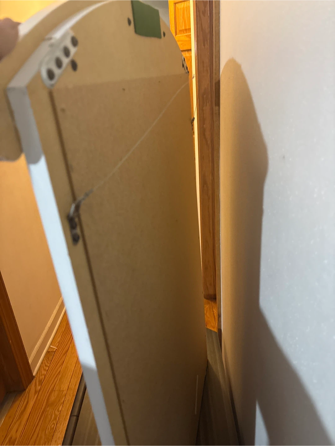 White bedroom mirror has wire for hanging - photo 3