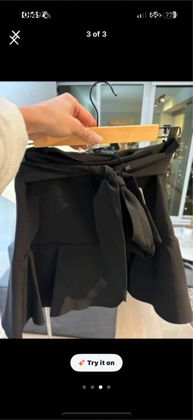ZARA Black Skort with Tie Waist