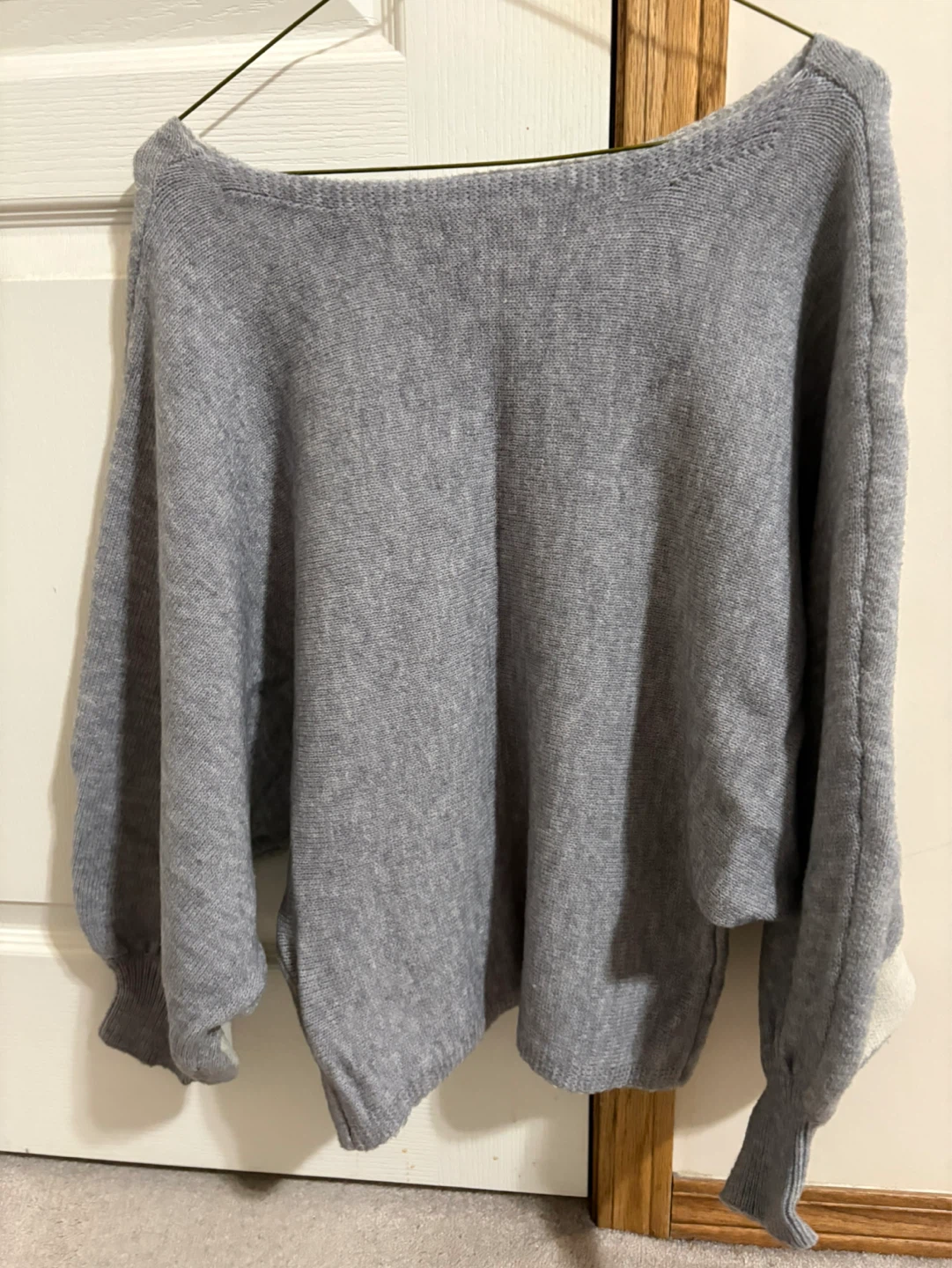 Grey Sweater with White Abstract Design - photo 2