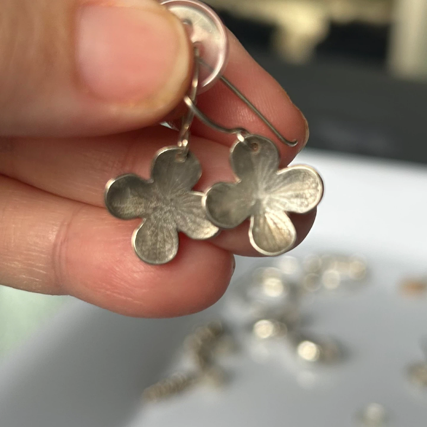 Silver Clover Dangle Earrings