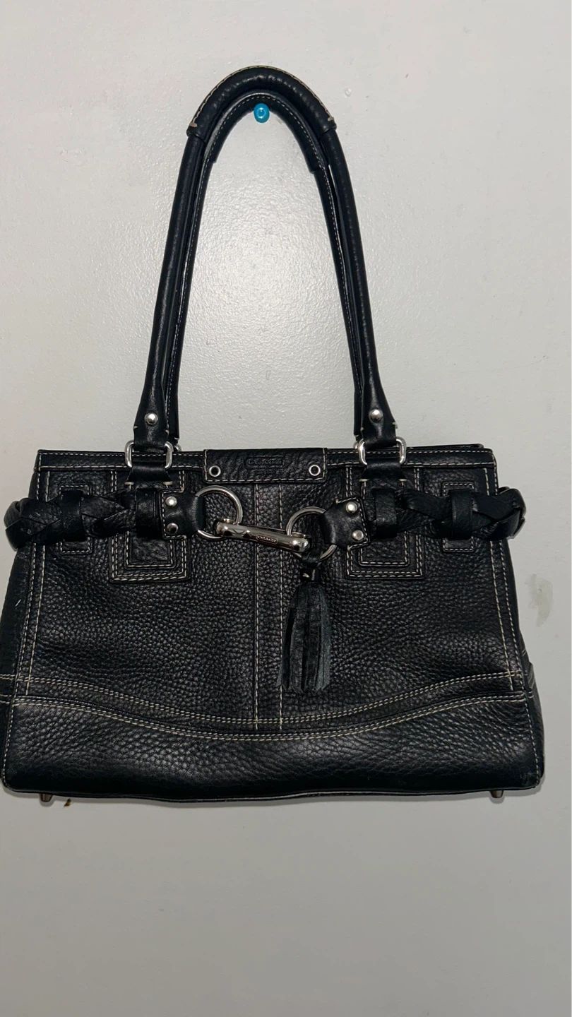 Coach Black Leather Tote Bag