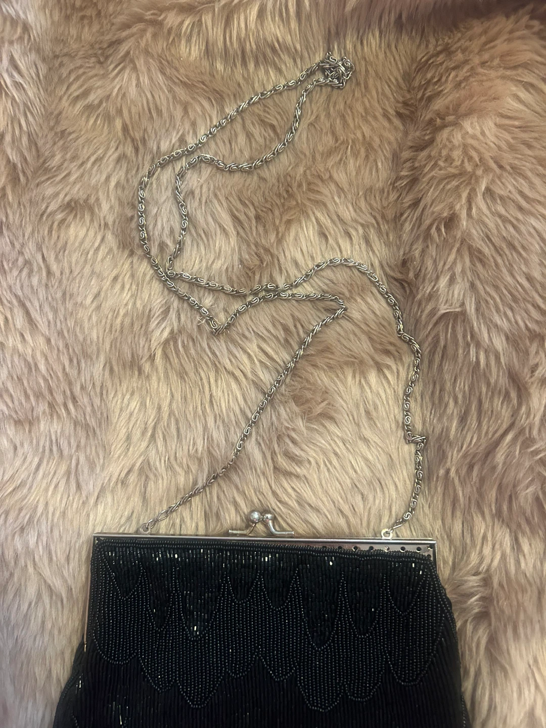 VINTAGE LA REGALE BLACK BEADED CLUTCH PURSE - photo 2