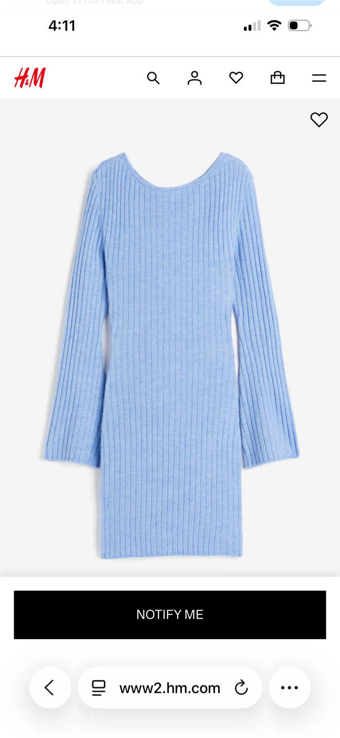 Light Blue Ribbed Knit Cutout Dress