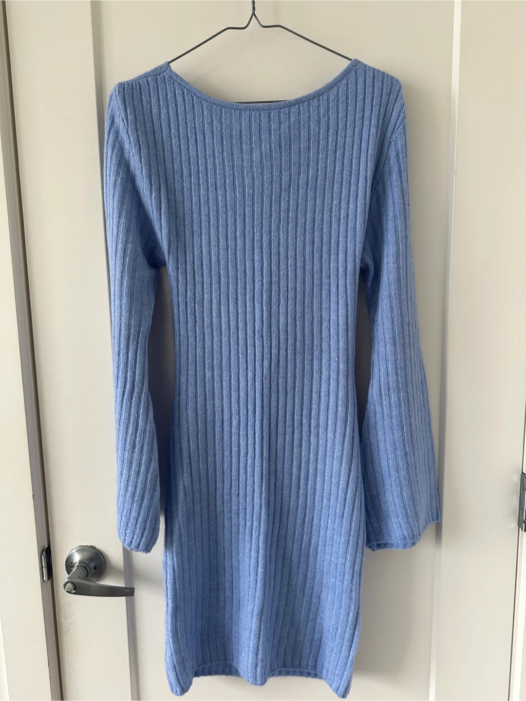 Light Blue Ribbed Knit Cutout Dress - photo 2