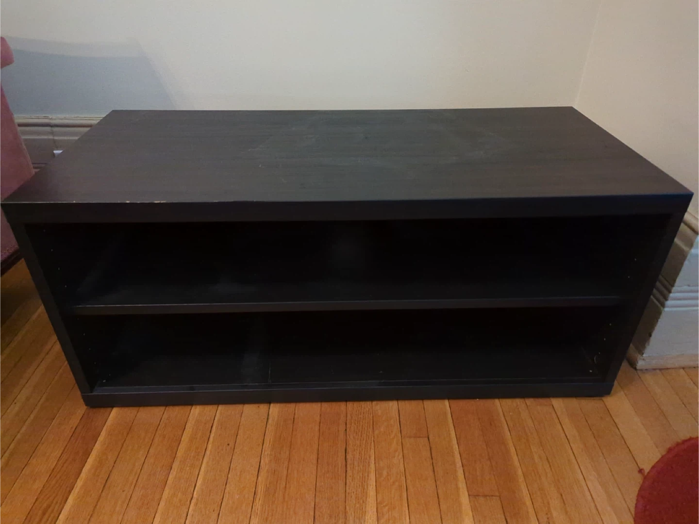 Black tv stand with shelves