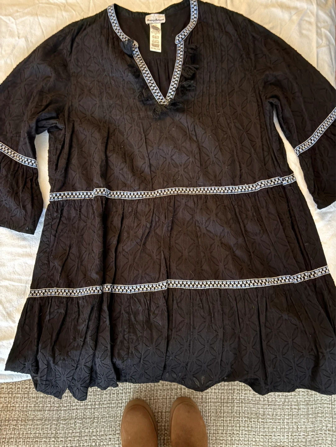 Tommy Bahama Black Embroidered Cotton Dress L/G - photo 4