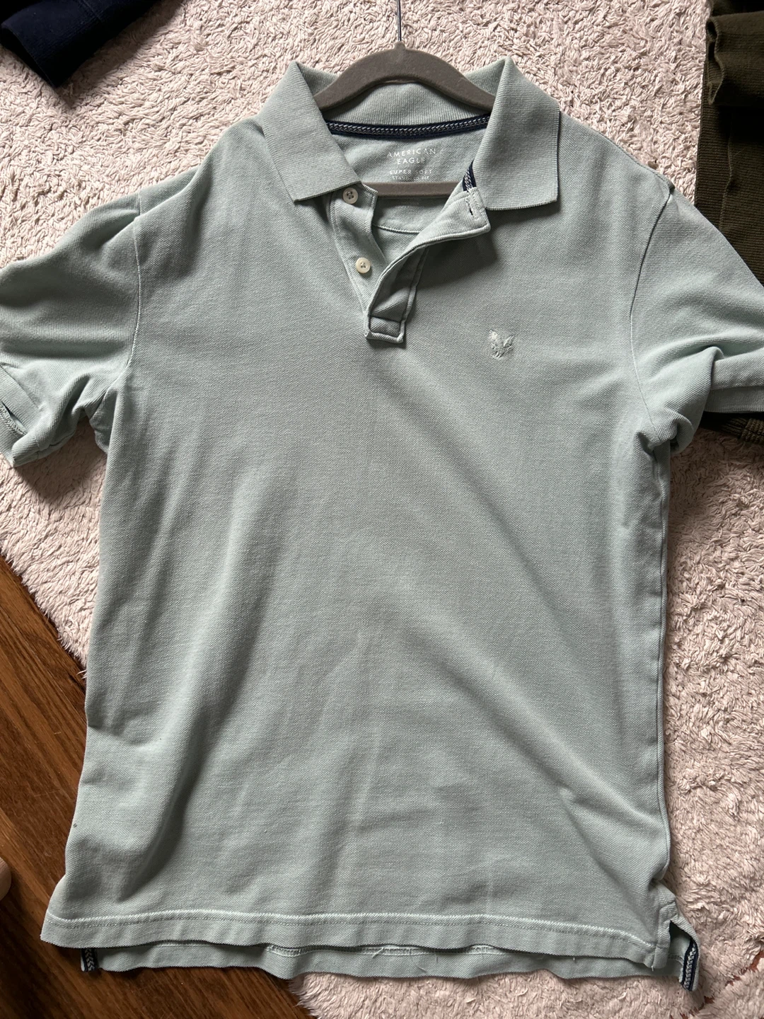 American Eagle Men's Super Soft Polo Shirt - Light Green - XS