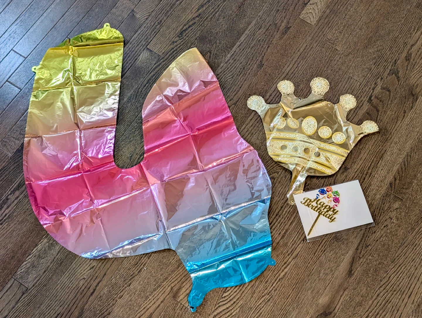 Brand New 4th Birthday Baby Shark Cake Topper and Balloons Set