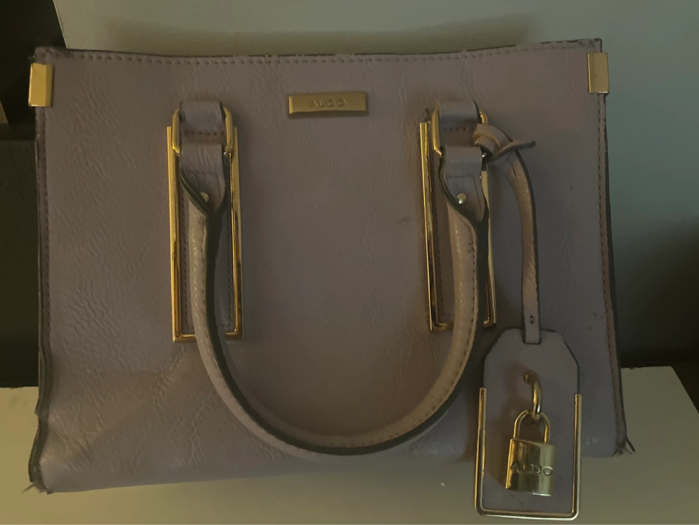 ALDO Lavender Top Handle Bag with Lock Detail