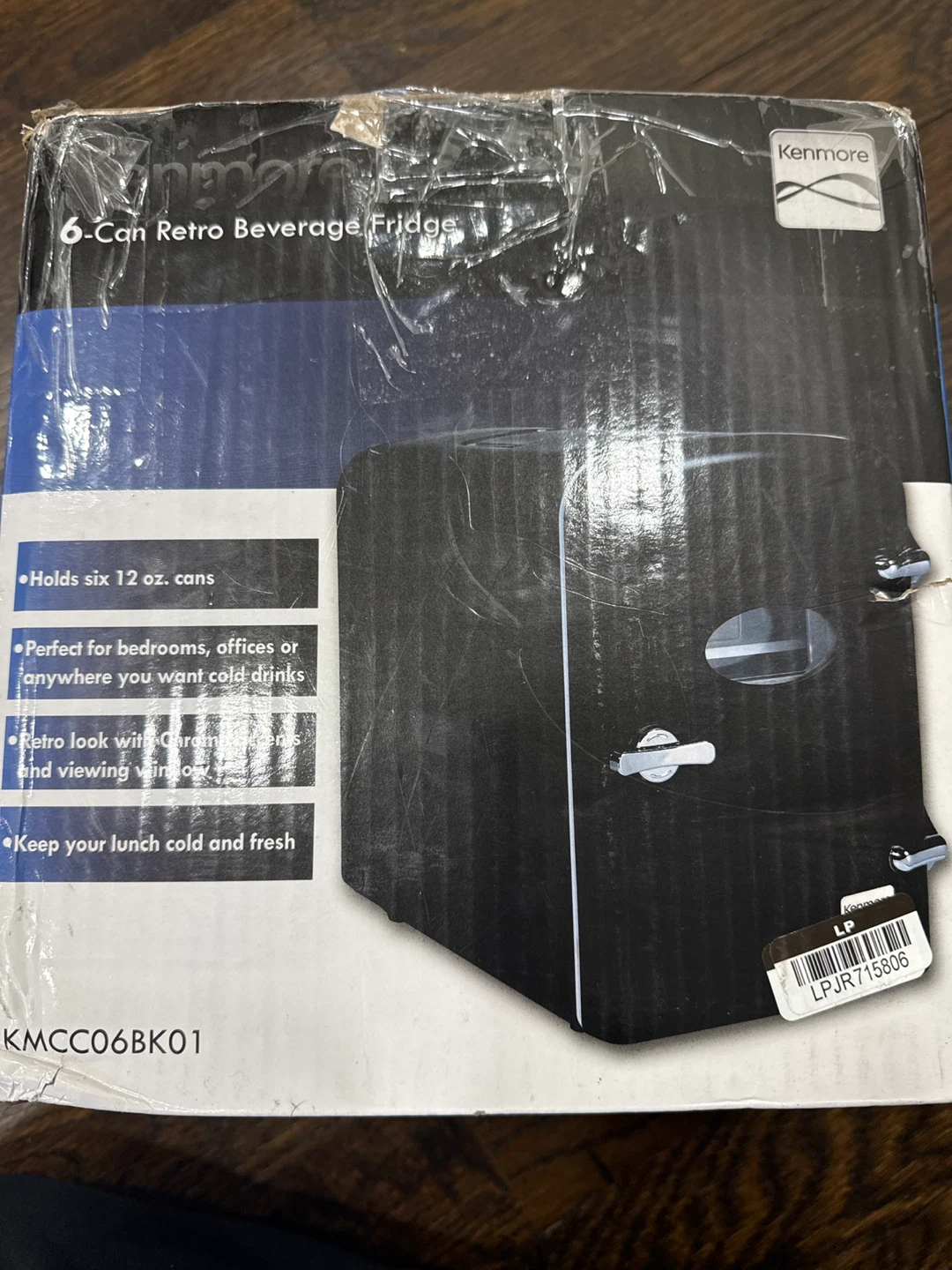 Kenmore 6-Can Retro Beverage Fridge box damaged