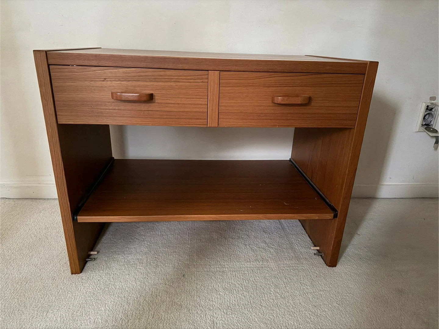 Wooden Side Table with 2 Drawers and Shelf - photo 2
