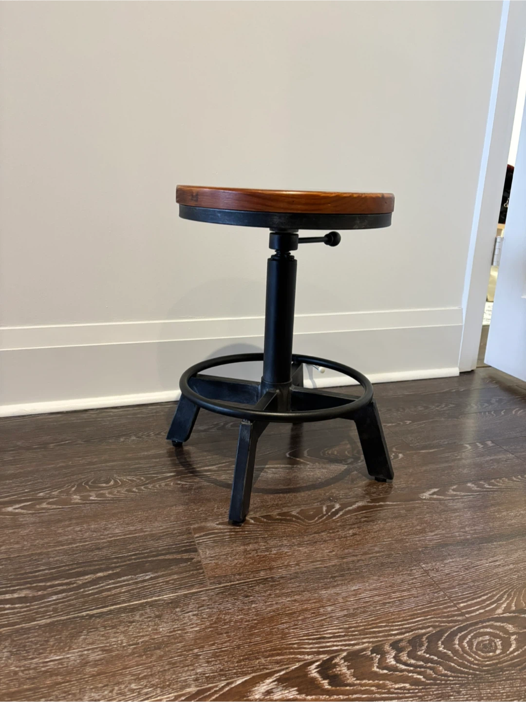 Adjustable Swivel Stool with Wooden Seat - photo 2