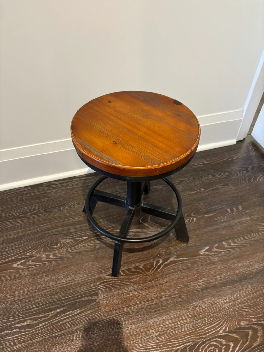 Adjustable Swivel Stool with Wooden Seat