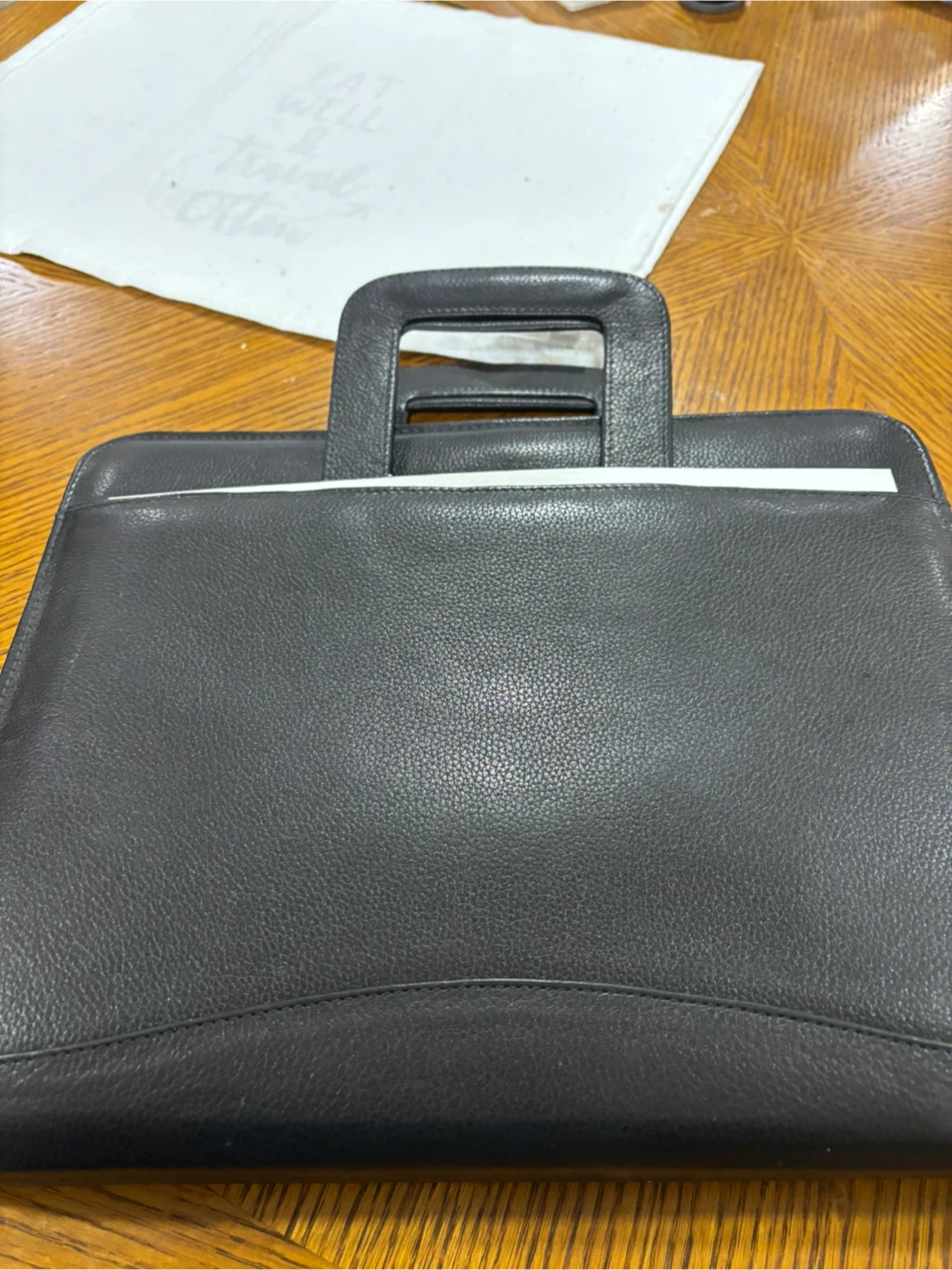 Winn International Corporation Black Leather Portfolio Organizer