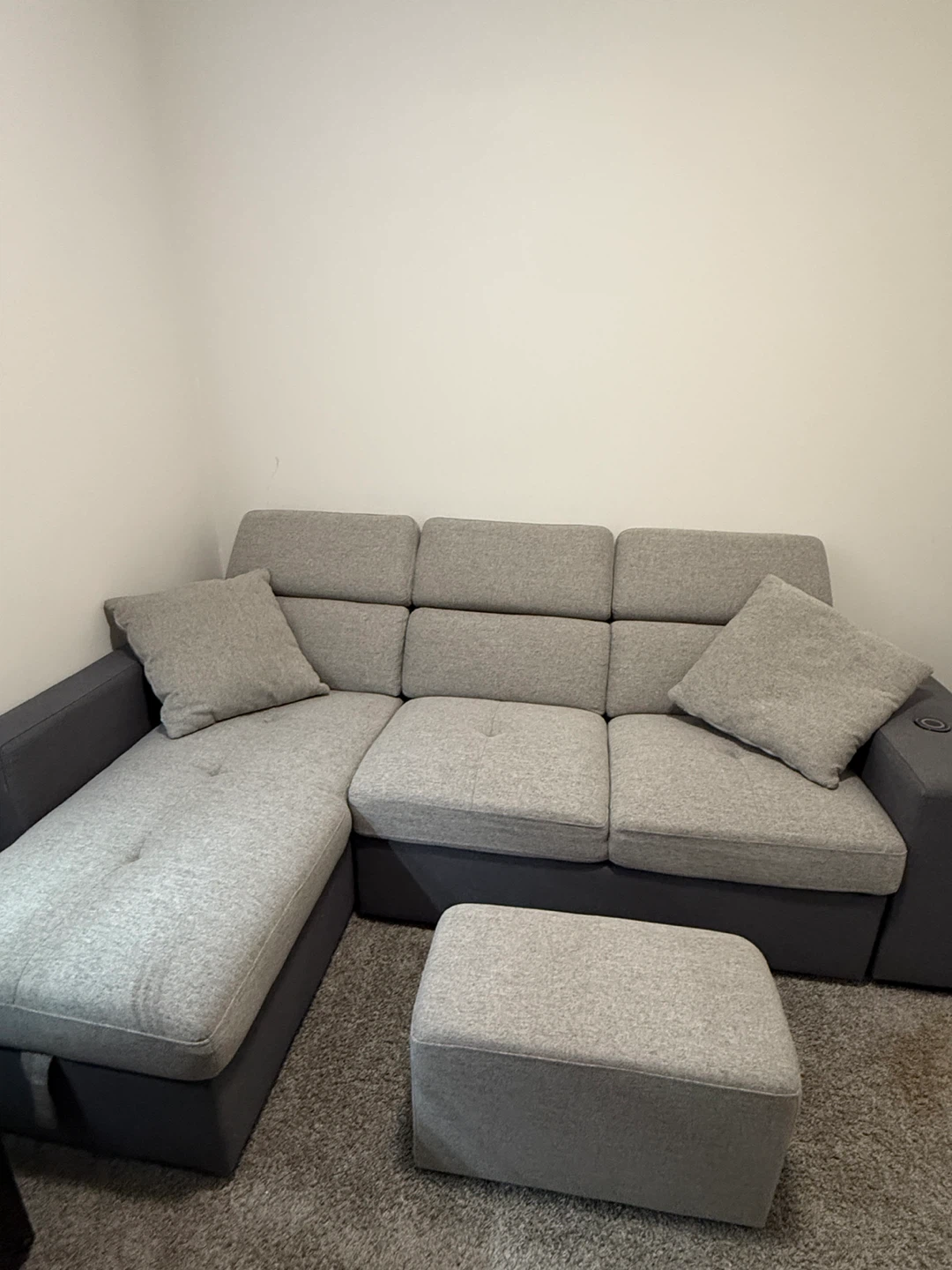 Grey Sectional Sofa with Storage Ottoman - photo 2