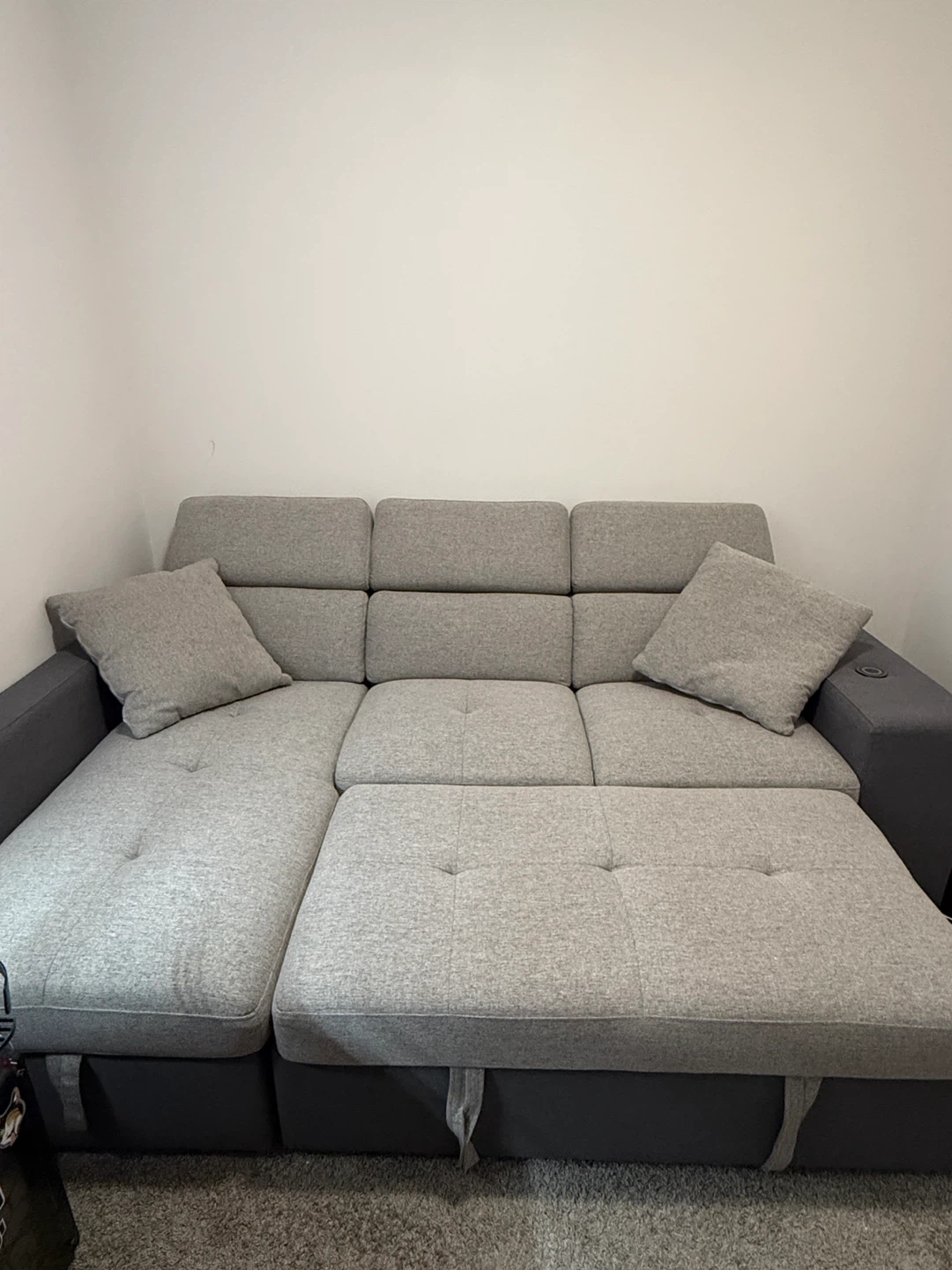 Grey Sectional Sofa with Storage Ottoman - photo 3