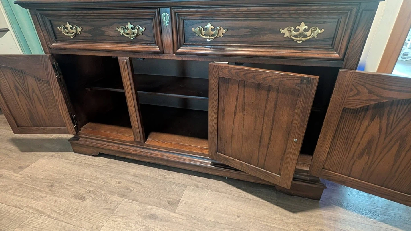 Dark Wood Sideboard with Brass Hardware - photo 3