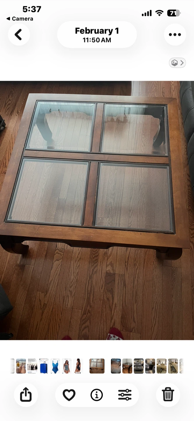 Wooden Coffee Table with Glass Inserts