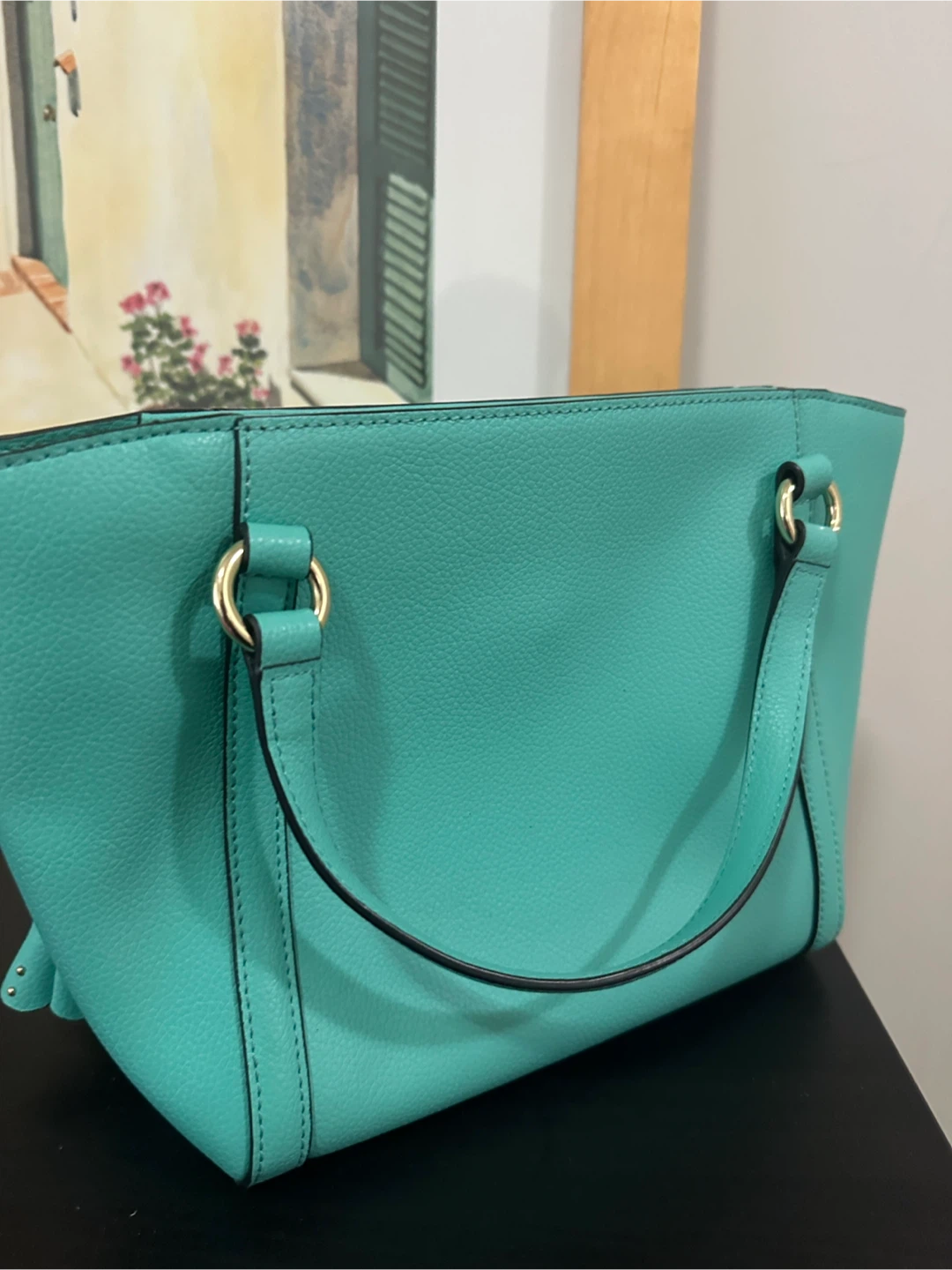Karl Lagerfeld Teal Leather Tote Bag - photo 2