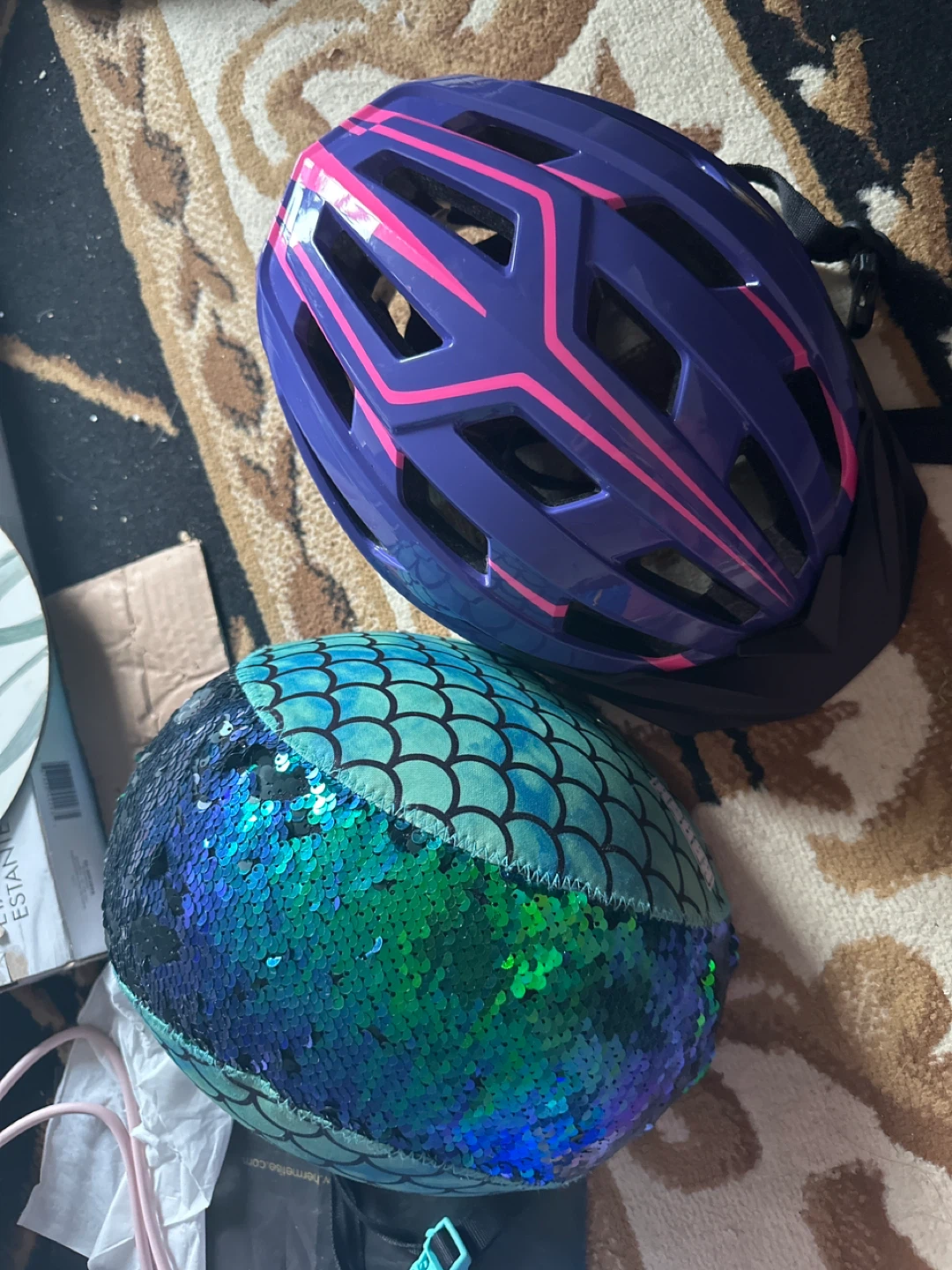 Purple and Pink Bike Helmet