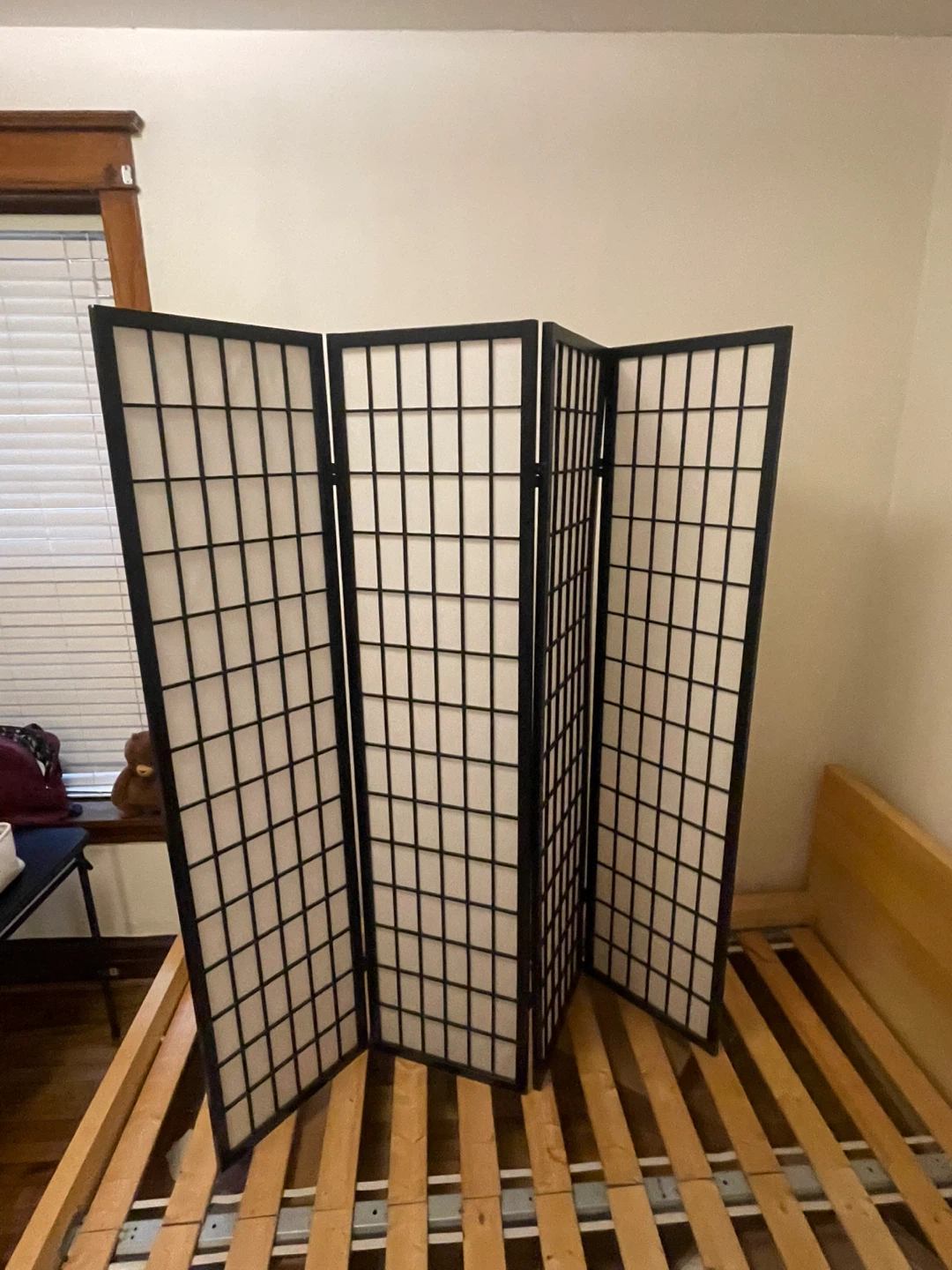 4-Panel Room Divider Screen - White and Black