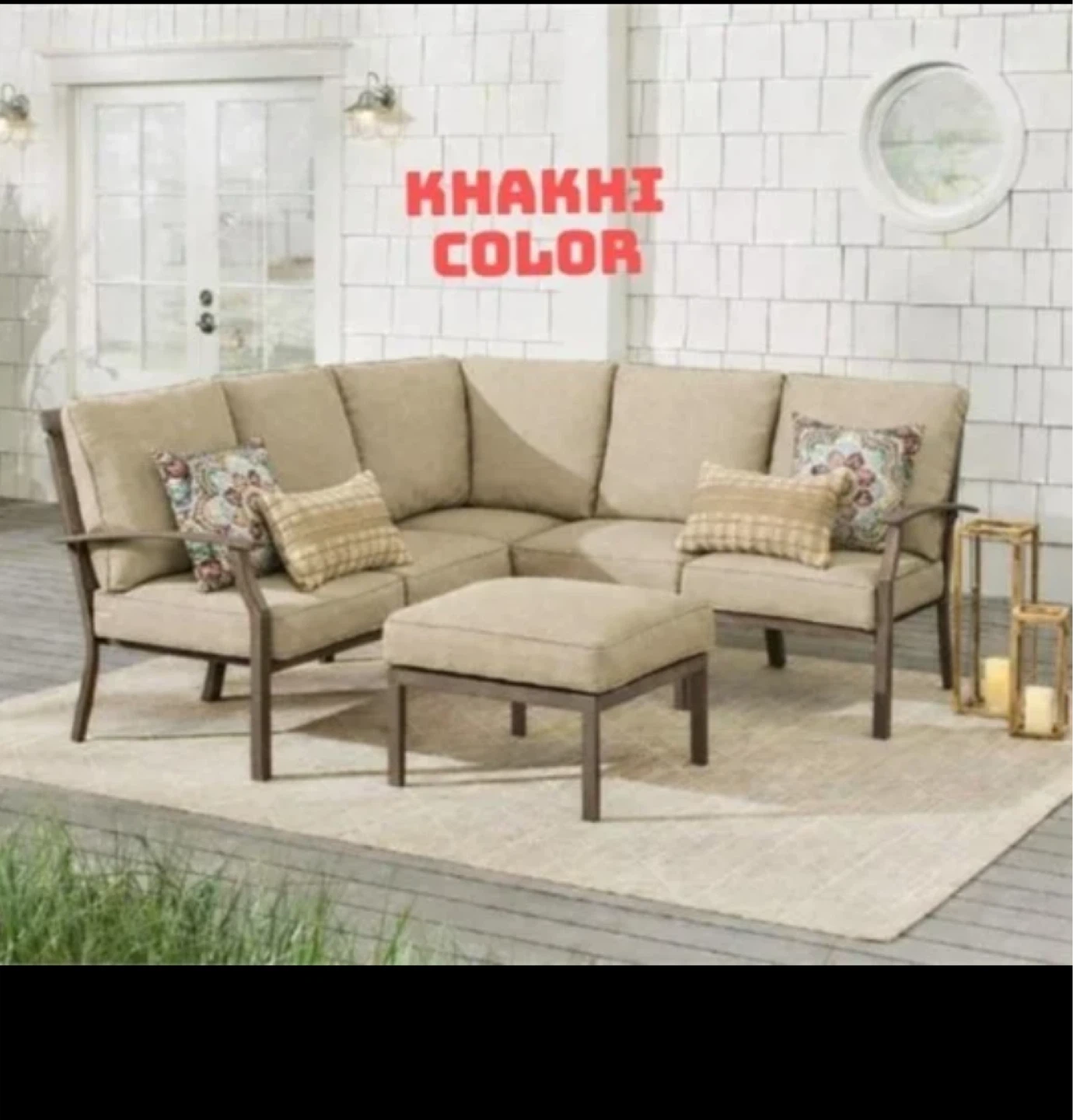 Outdoor Sectional Sofa Seating Set with Ottoman