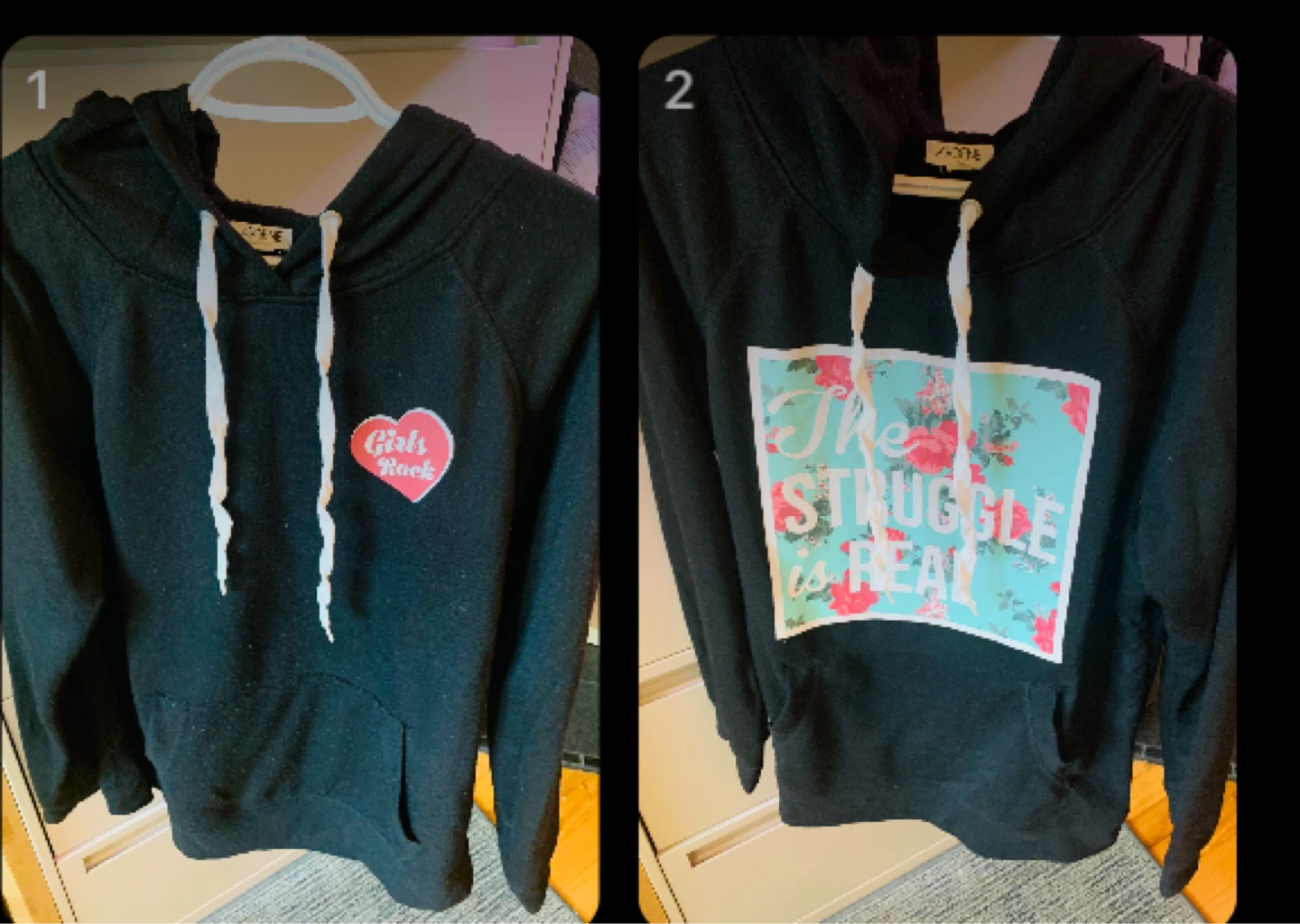 2 Ladies Pullover Hooded Sweater (large) for $9