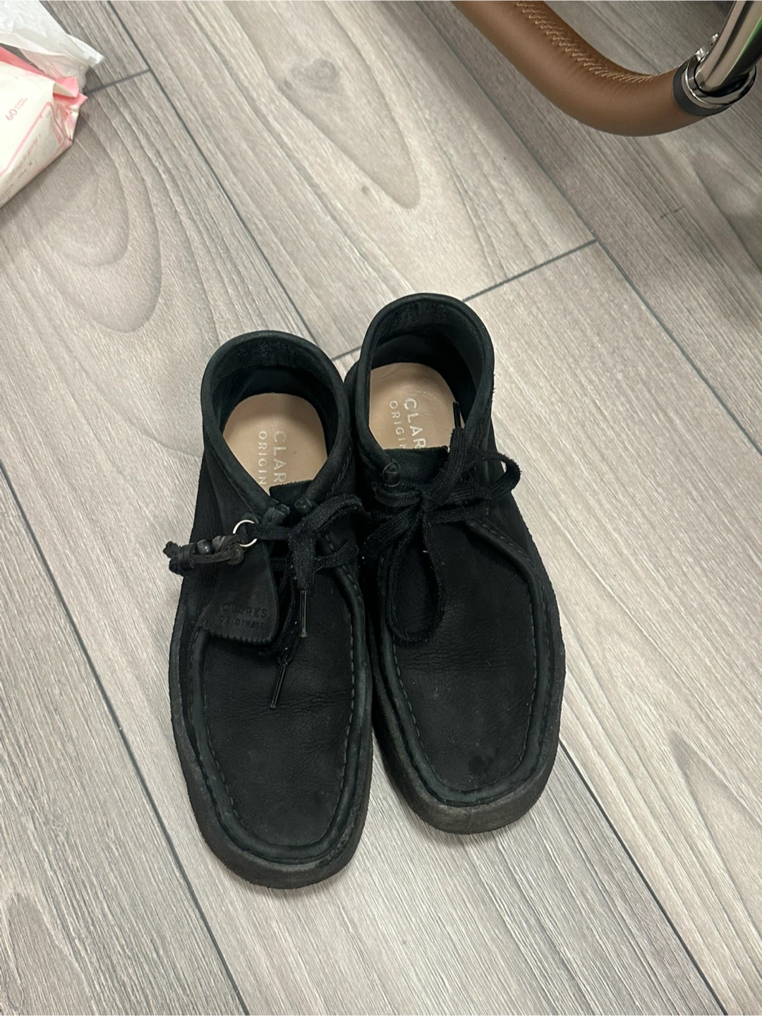 Clarks leather black wallabee boots