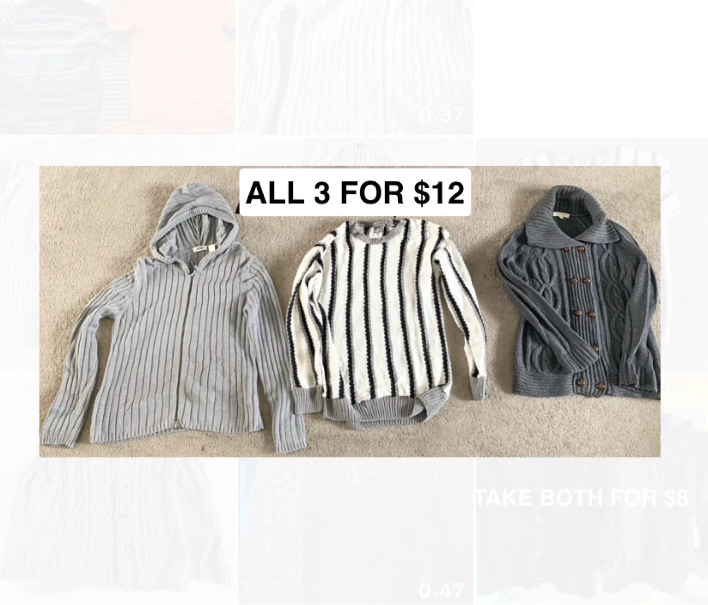 3 Ladies Sweater / Cardigan (large) for $12