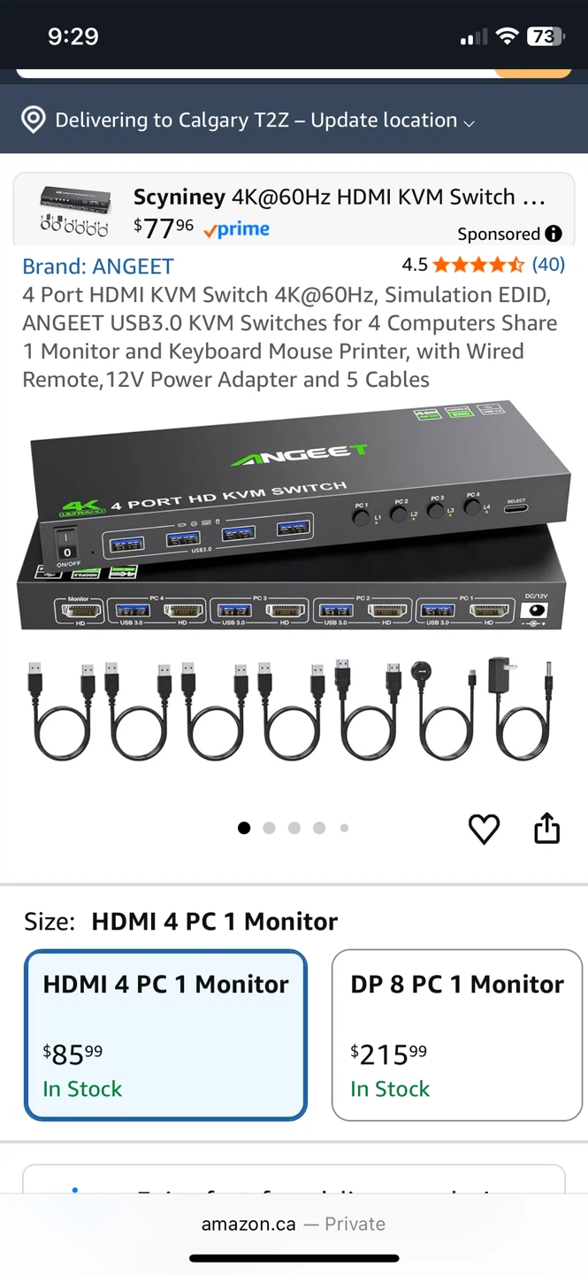 ANGEET 4 Port HD KVM Switch 4K - photo 3