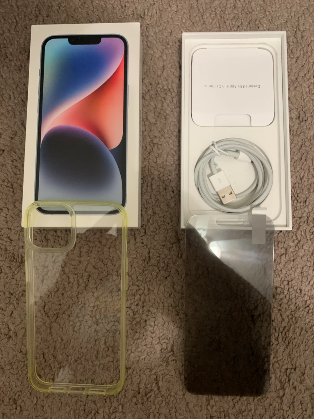 Empty box Apple iPhone 14 with Case and Screen Protector