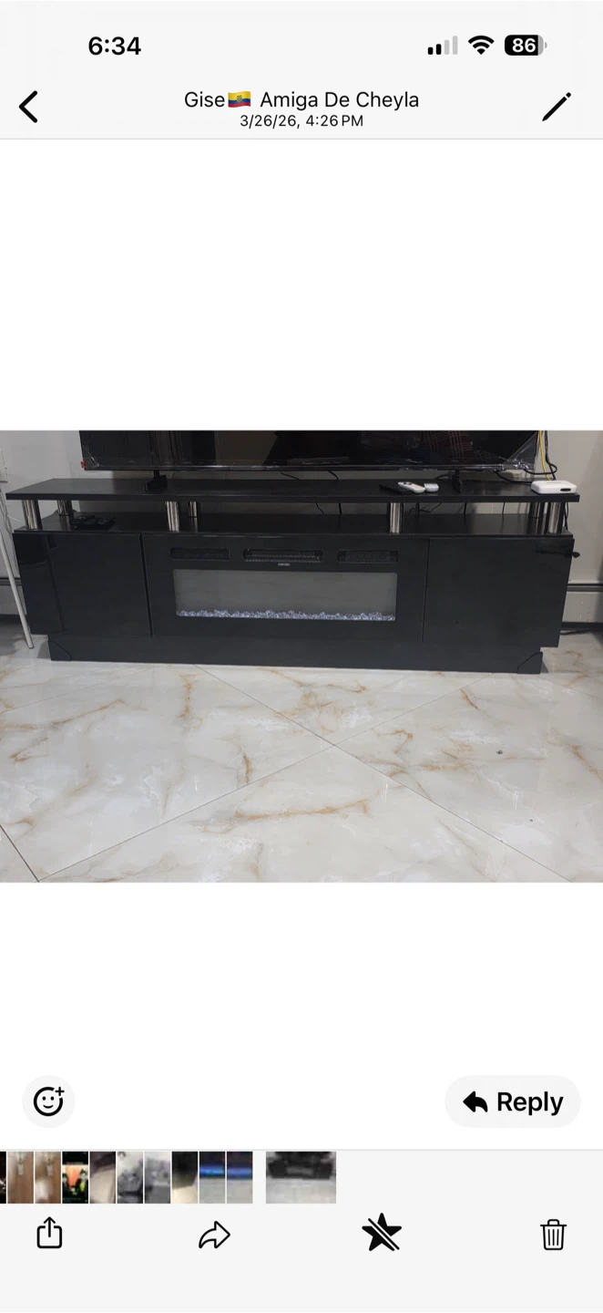 Black TV Stand with Electric Fireplace - photo 3