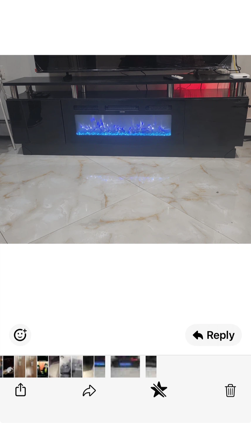 Black TV Stand with Electric Fireplace - photo 4