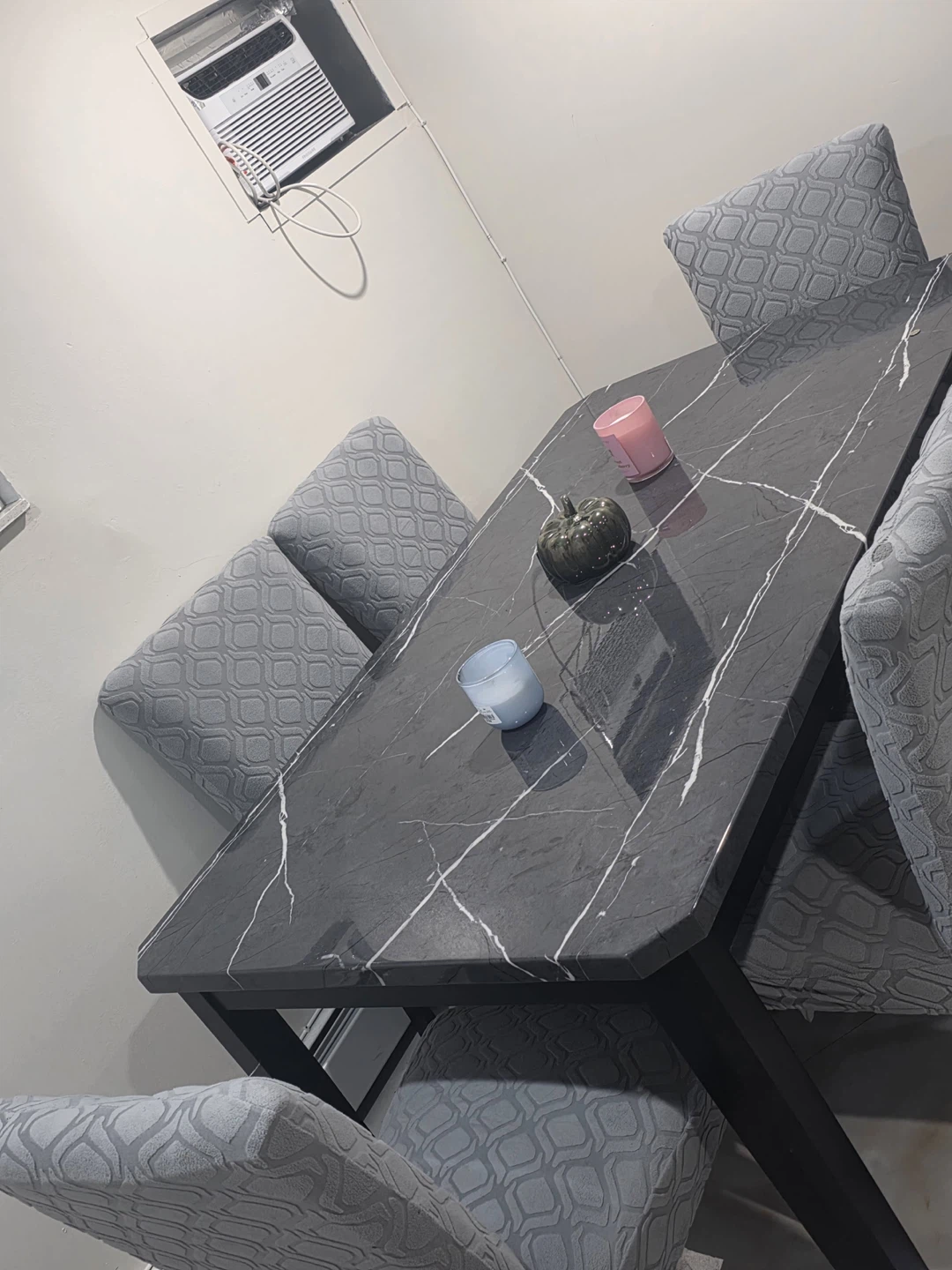 6-Piece Dining Table Set with Gray Upholstered Chairs - photo 4