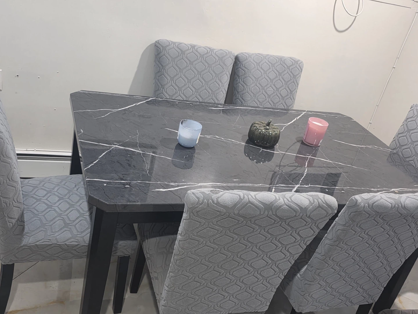 6-Piece Dining Table Set with Gray Upholstered Chairs - photo 3
