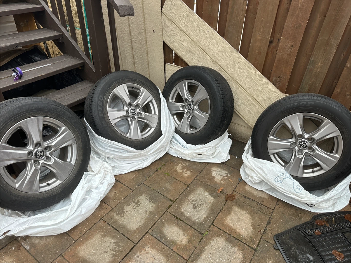 Set of 4 Dunlop Tires and Toyota Rims