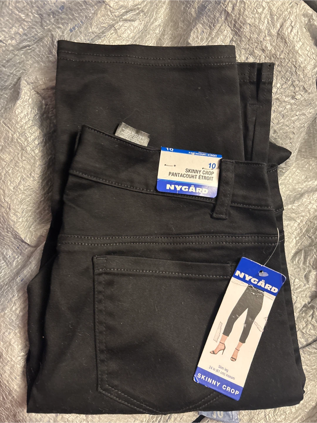 Nygård Skinny Crop Pants Black Size 10
