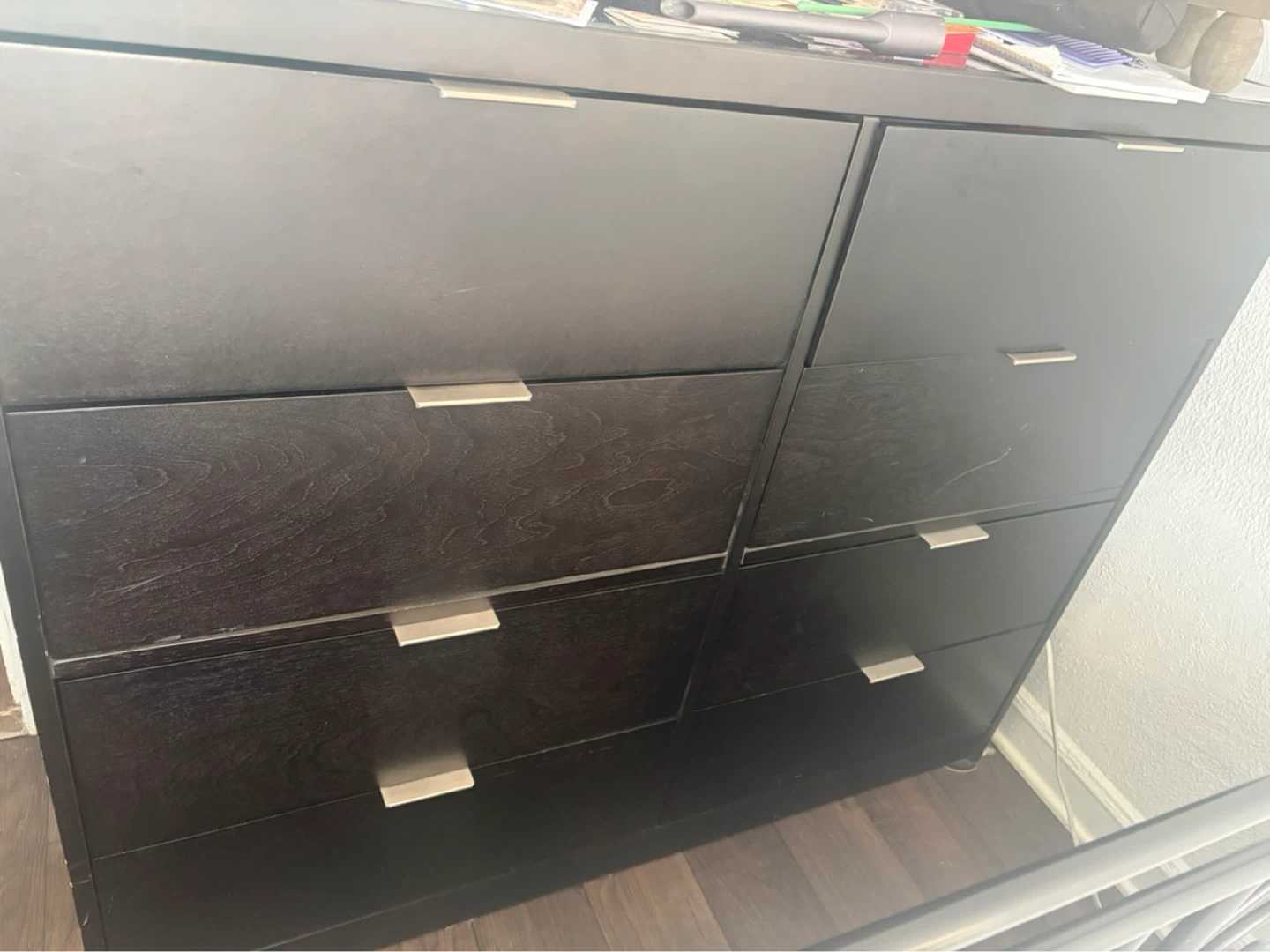 **2 PIECES** Black  Dresser with 8 Drawers & Nightstand